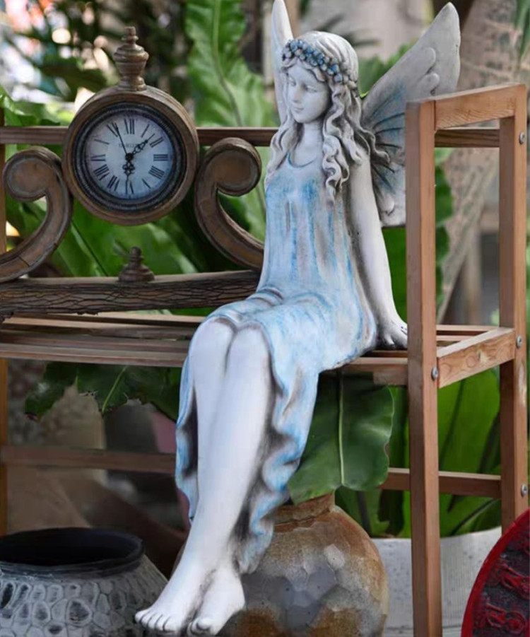 새상품)앉아있는 천사 정원 테라스 장식 조형물 인테리어--2