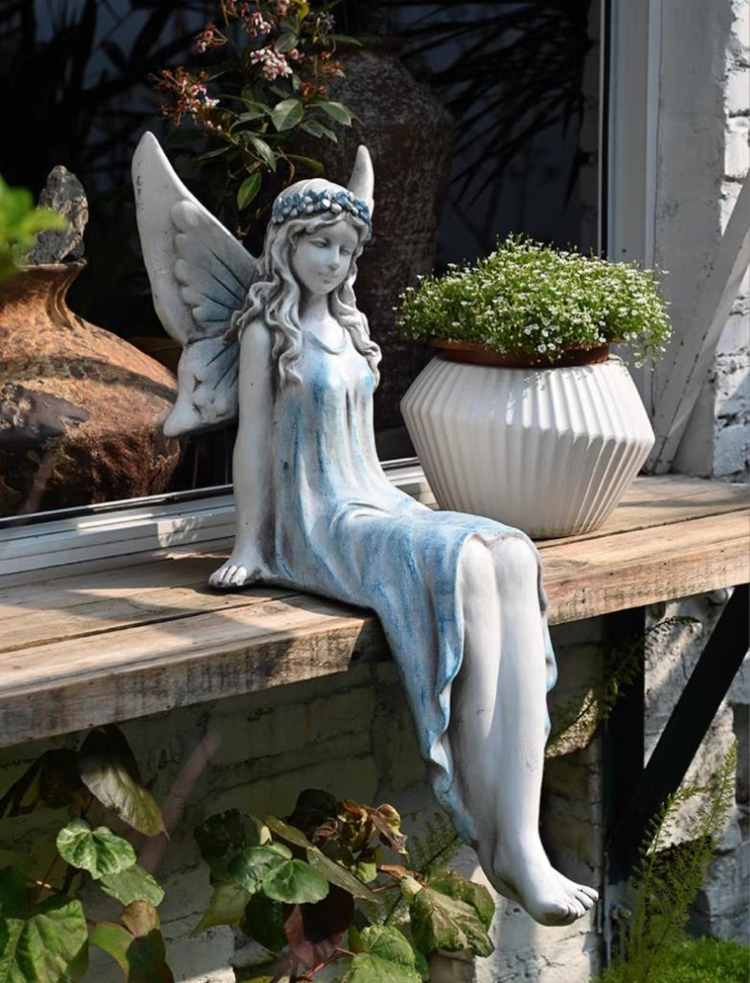 새상품)앉아있는 천사 정원 테라스 장식 조형물 인테리어--4