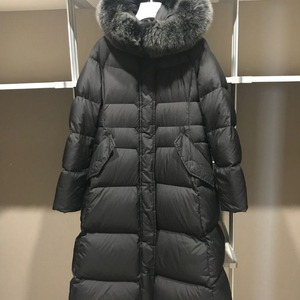 구스80%여성 구스 롱패딩 리얼 폭스퍼 블랙