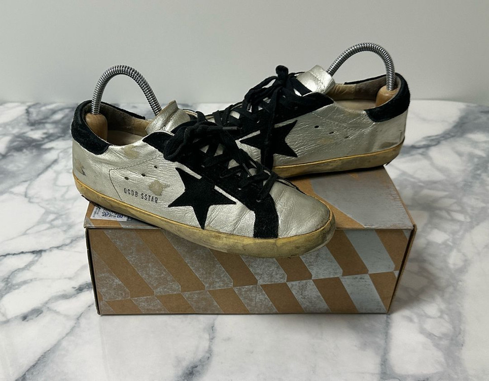 [36] 골든구스 슈퍼스타 실버블랙--1