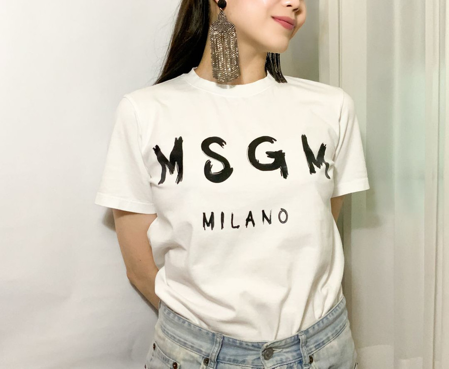 MSGM 로고 프린트 반팔 면 티셔츠 (S)--6