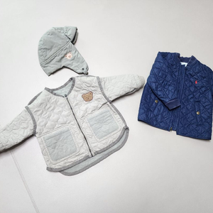 아기옷 유아옷 돗투돗 돗꼼 깔깔이 군밤모자 세트 양면 90사이즈정도 경량점퍼 외투 폴로 덤