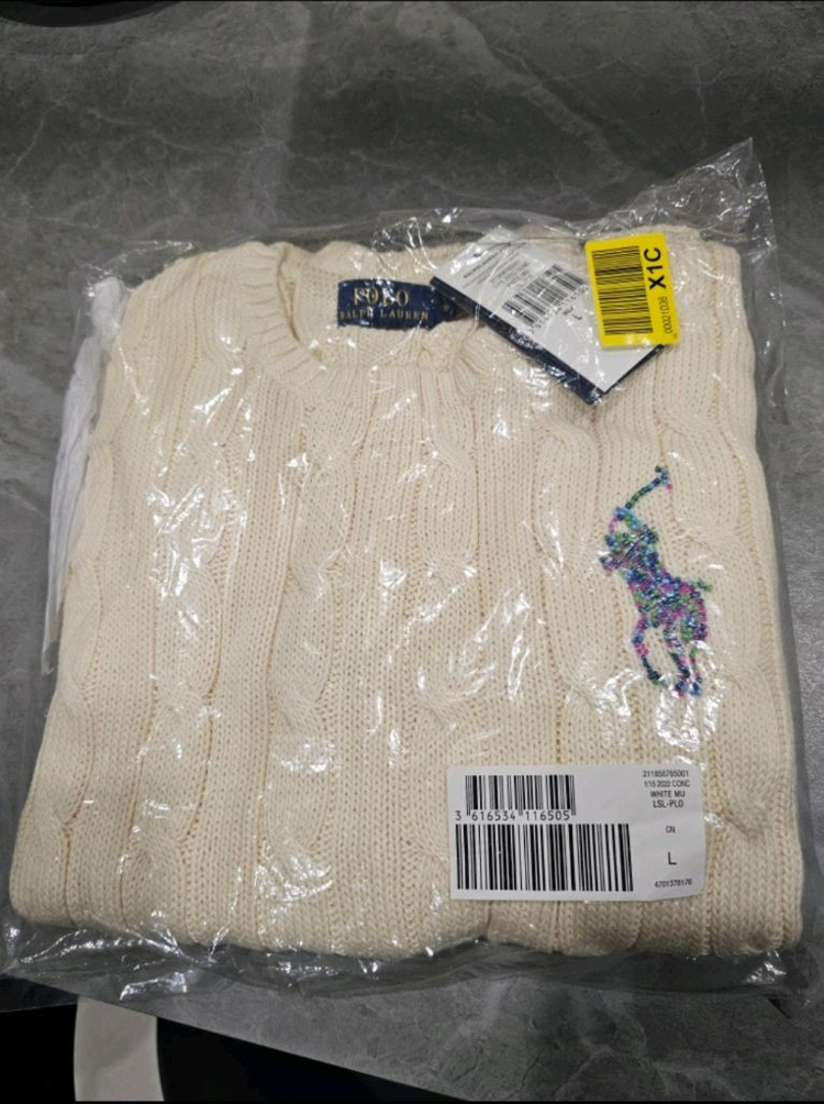 폴로 랄프로렌 여성 비즈 빅포니 코튼 니트 새제품--4