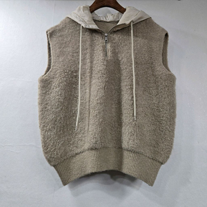 울 패딩 후드조끼