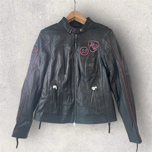 할리데이비슨 라이더 블랙 가죽자켓 여성 핑크라벨