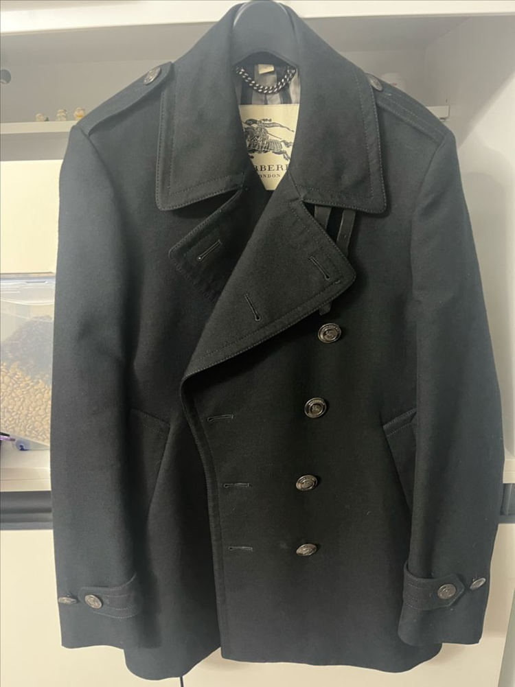 버버리 런던 블랙 하프 코트--1