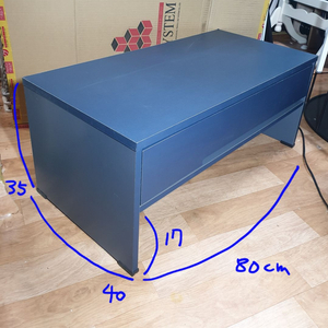 모던한 디자인에 유니크한 컬러의 좌식 화장대 책상(네이비 컬러)