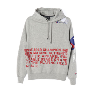 [M]챔피온 멜란지그레이 레터링 프린팅 오버핏 기모 후디 후드티