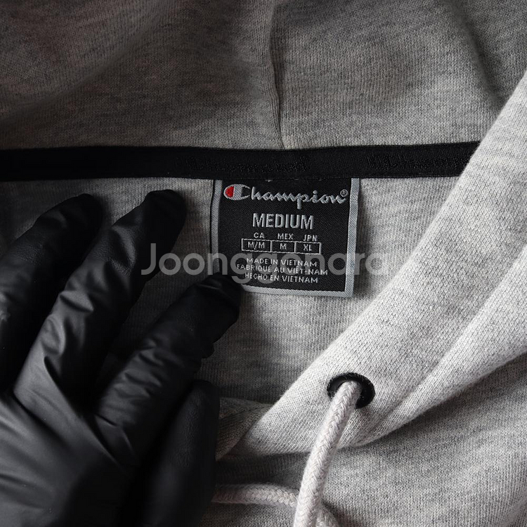 [M]챔피온 멜란지그레이 레터링 프린팅 오버핏 기모 후디 후드티--4