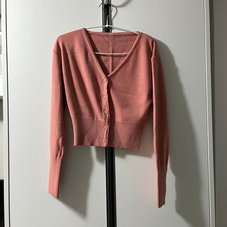 브이넥 크롭 가디건--2