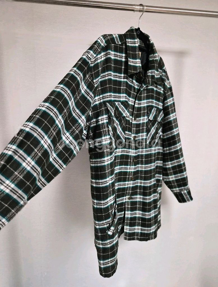 프리) 오버핏 누빔 체크 셔츠--1