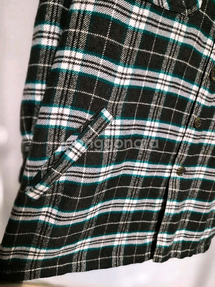 프리) 오버핏 누빔 체크 셔츠--2