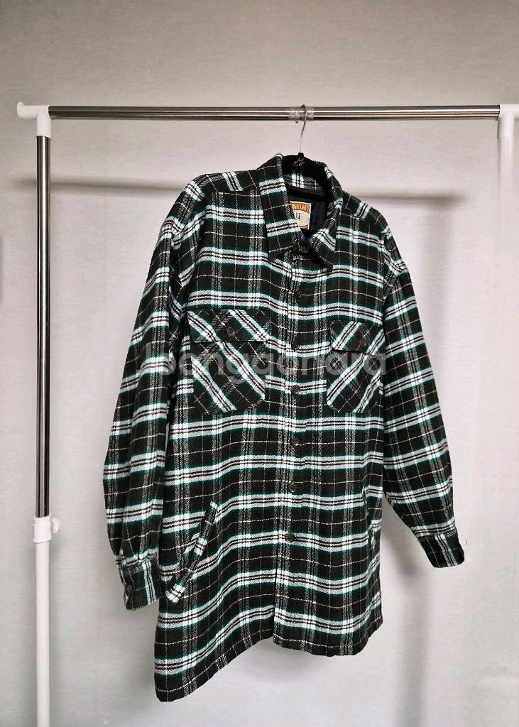 프리) 오버핏 누빔 체크 셔츠--3