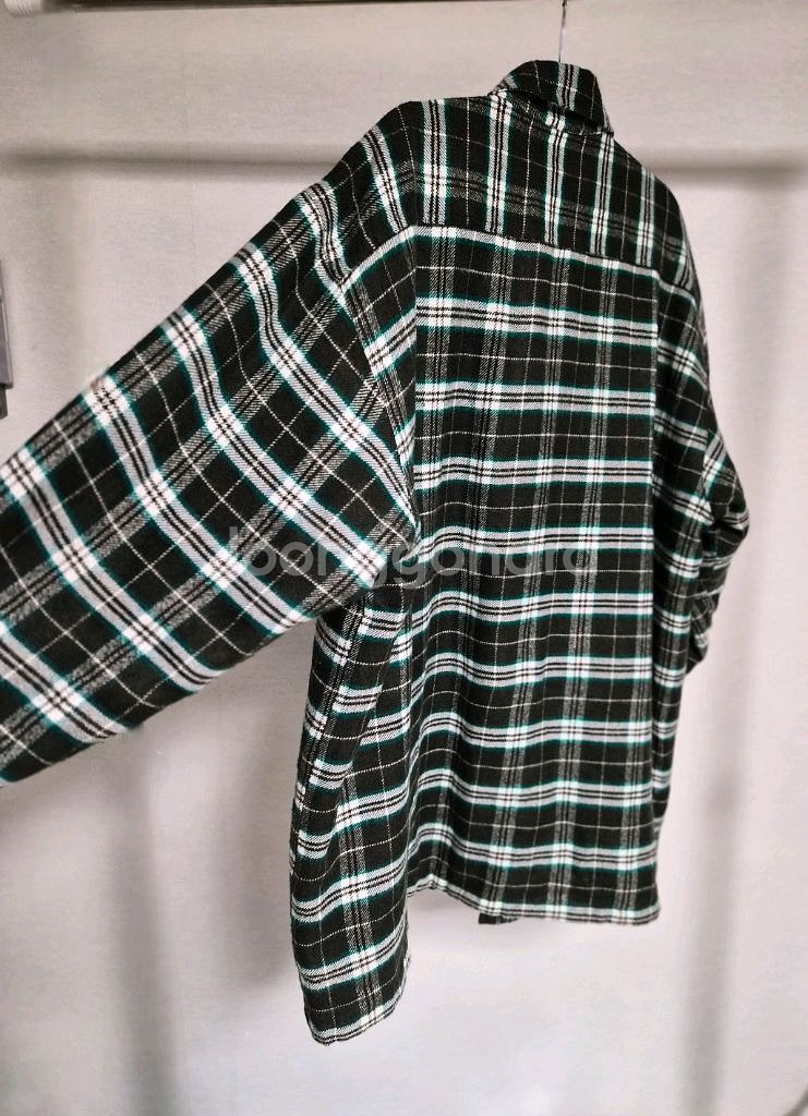 프리) 오버핏 누빔 체크 셔츠--4