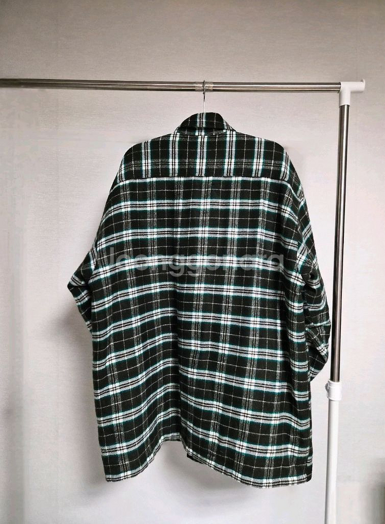 프리) 오버핏 누빔 체크 셔츠--5