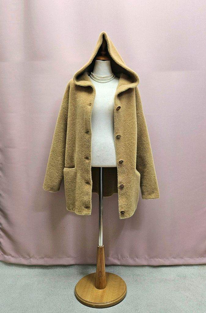 보들 퍼 후드 울 가디건--1