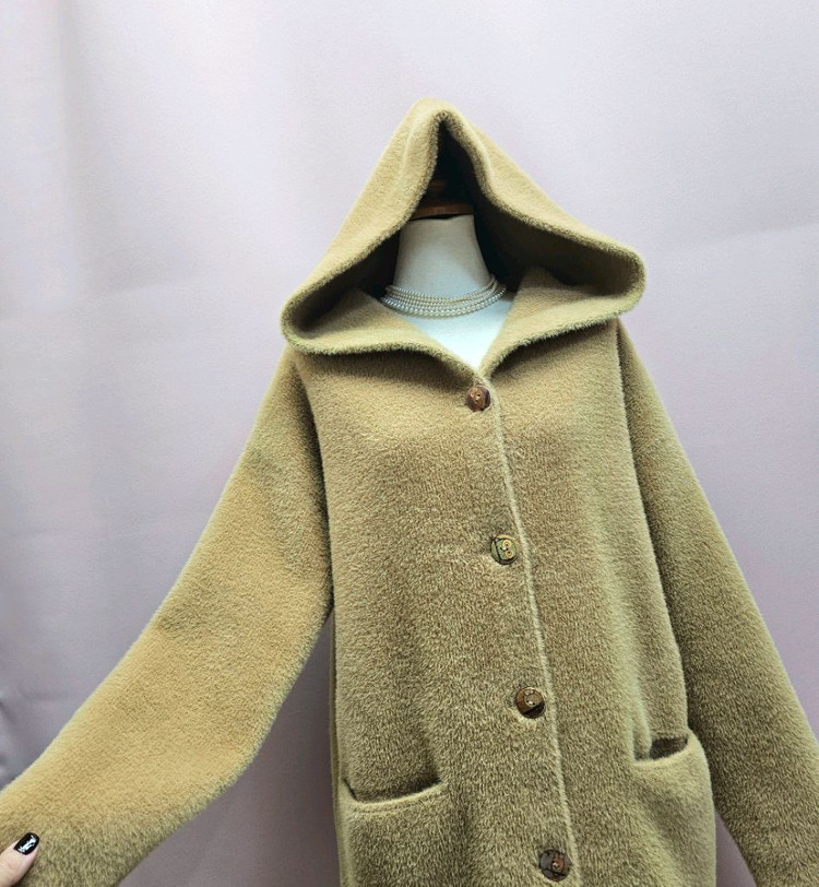 보들 퍼 후드 울 가디건--3