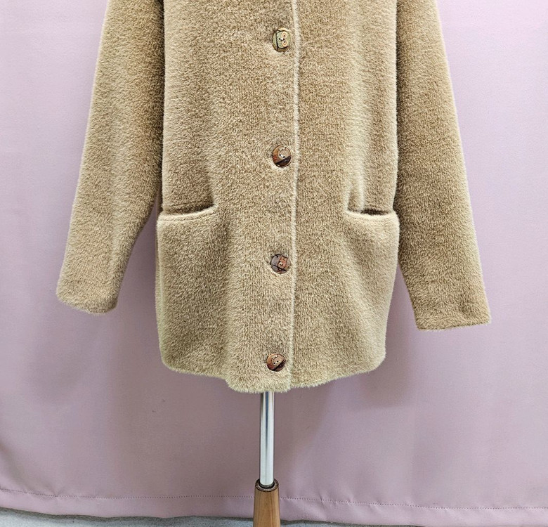 보들 퍼 후드 울 가디건--4