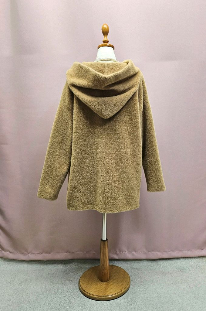 보들 퍼 후드 울 가디건--7