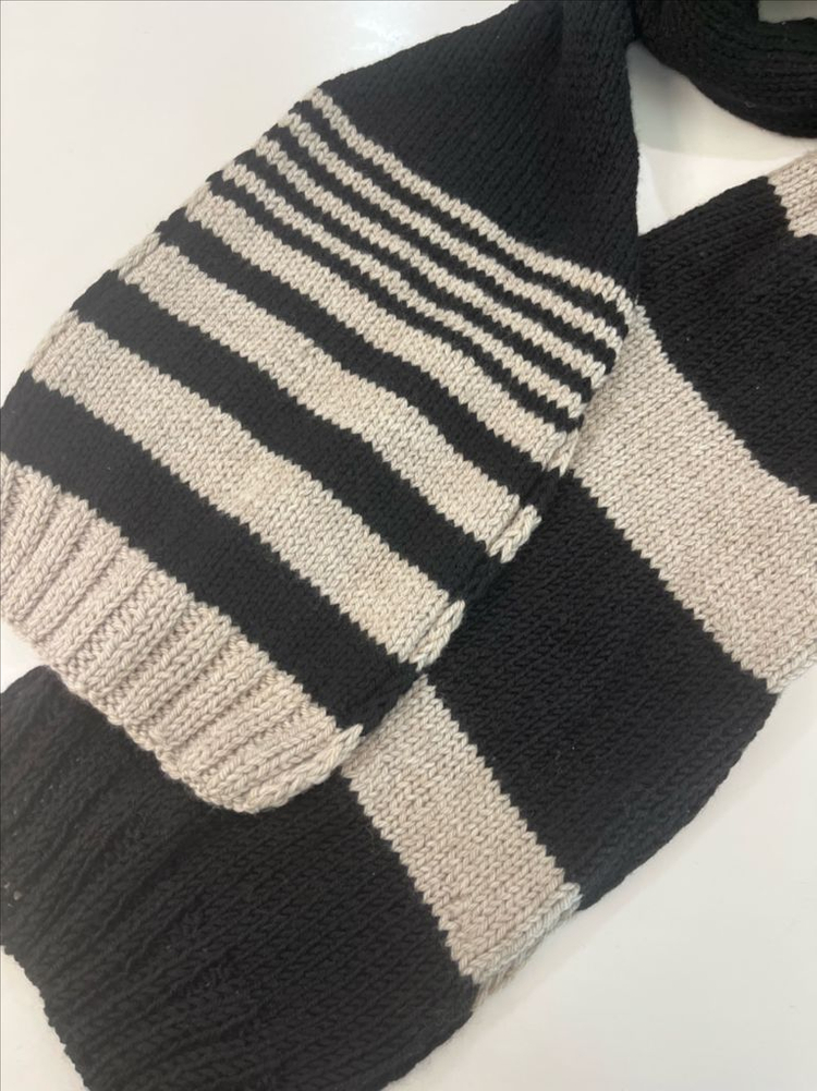 핸드메이드 손뜨개 스트라이프 머플러 니트 목도리(무료배송) 이미지