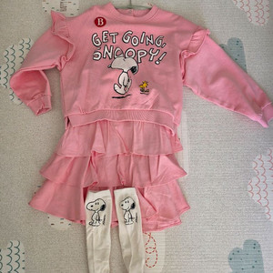 (원피스미착용) 베베드피노 스누피 원피스+니삭스120사이즈 세트