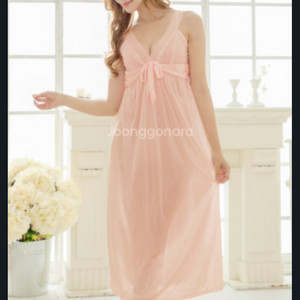 러블리 웨딩 리본 레이스 롱슬립 이미지