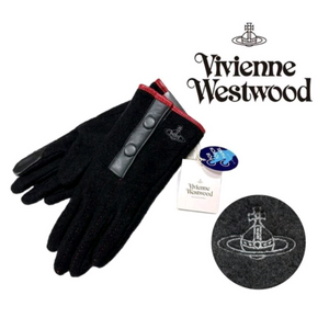 비비안 웨스트우드 orb 자수 투톤 장갑 블랙 (새상품)