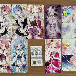 Re:제로부터시작하는이세계생활 리제로 에밀리아,렘,람,베아트리스 코믹월드굿즈카드텍13장,렘전자파차단스티커 이미지