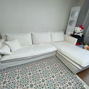 도모디자인 헬레나 4인용 카우치 코튼화이트 구스다운 패브릭 소파 이미지