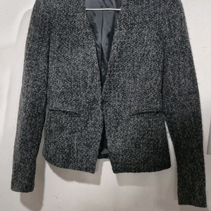 띠어리 트위드 오픈형 크롭 자켓