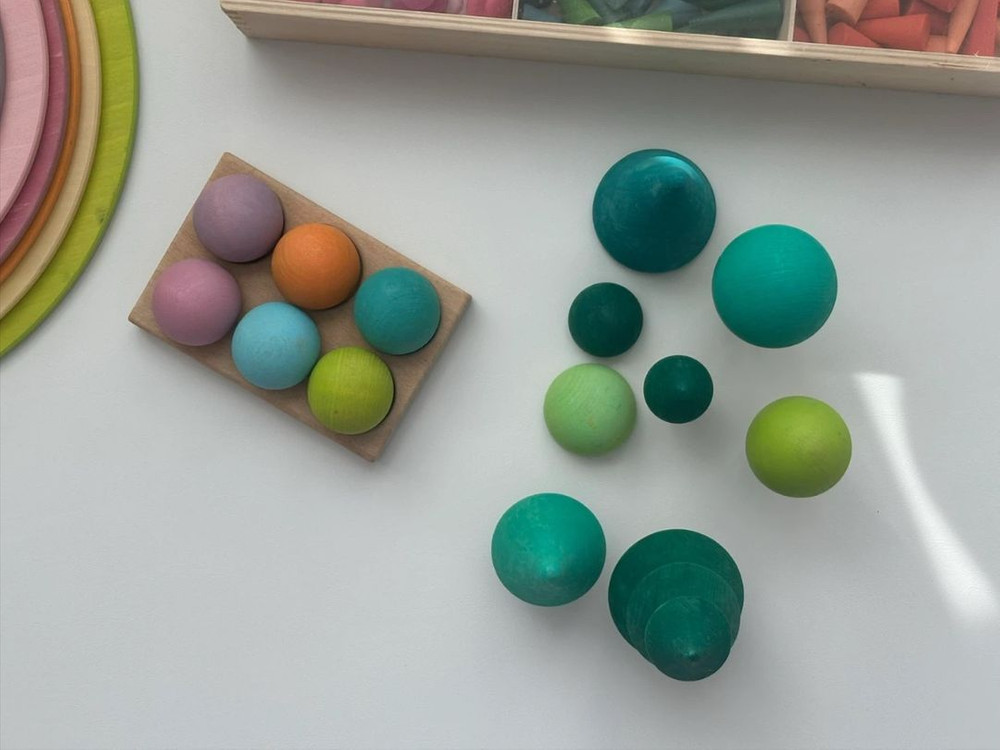 토이앤플레이 무지개 원목 발도르프 교구 일괄--1