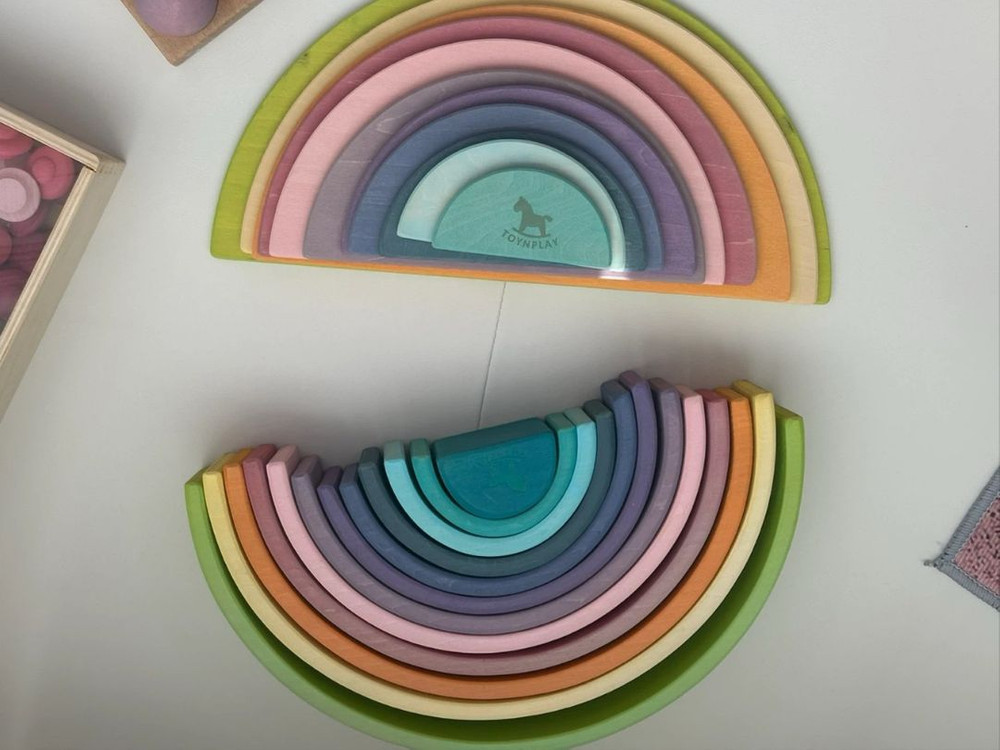 토이앤플레이 무지개 원목 발도르프 교구 일괄--3