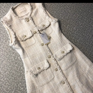 (새옷) 한스스타일 트위드 플레어 베스트 코트 원피스 자켓 타임마인랑방