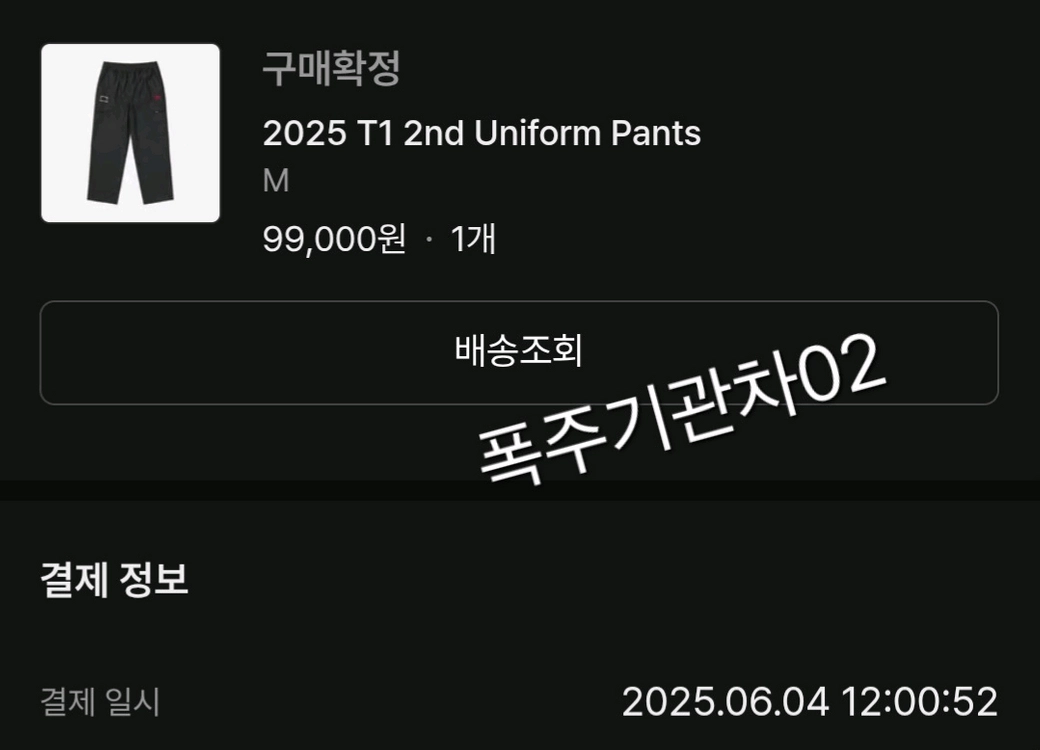 새상품(택O)/2025 T1 2nd 티원 세컨드 유니폼 바지 팬츠 M 이미지