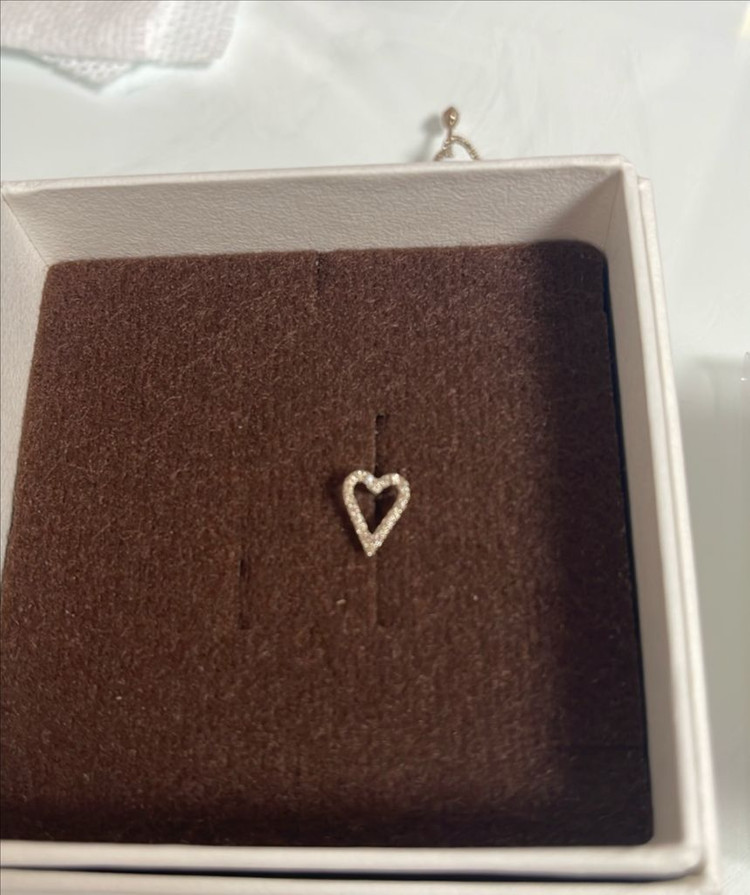 14k 하트 꼬냑다이아 피어싱(바6mm)--2