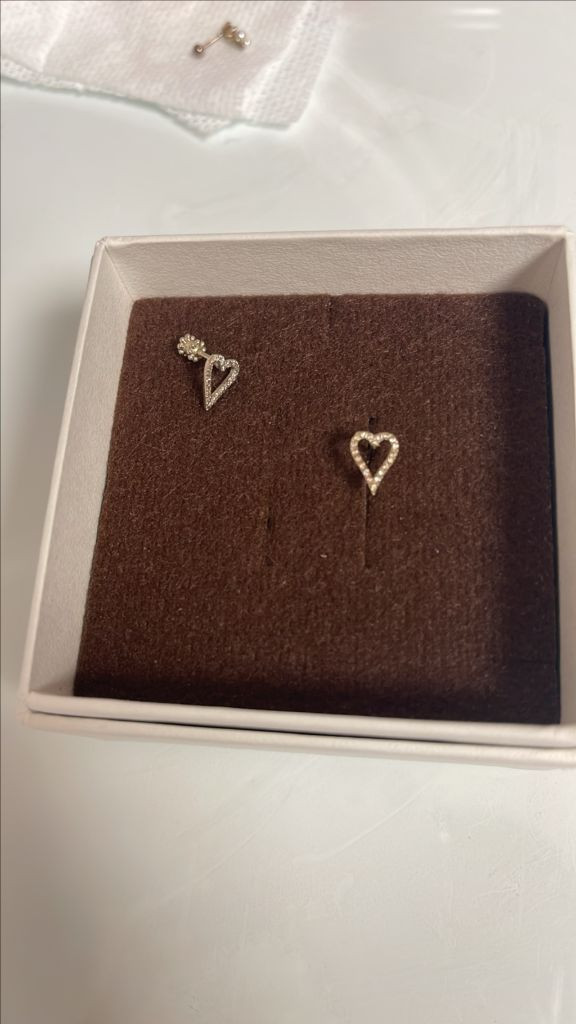 14k 하트 꼬냑다이아 피어싱(바6mm)--5