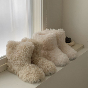 뽀글이 퍼 털 안감 부츠 - 베이지, 255사이즈