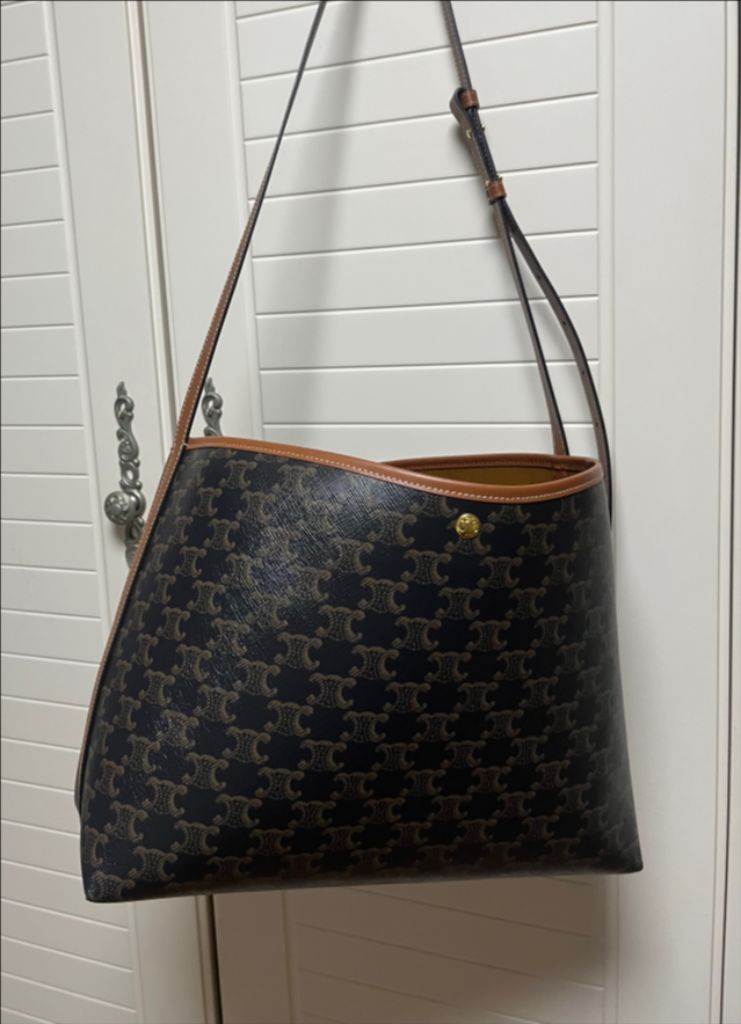 셀린느 소프트 쇼퍼 백 - 트리옹프 캔버스 & 카프스킨--2