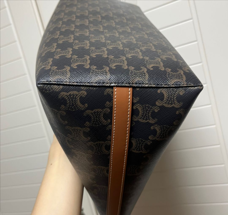 셀린느 소프트 쇼퍼 백 - 트리옹프 캔버스 & 카프스킨--4