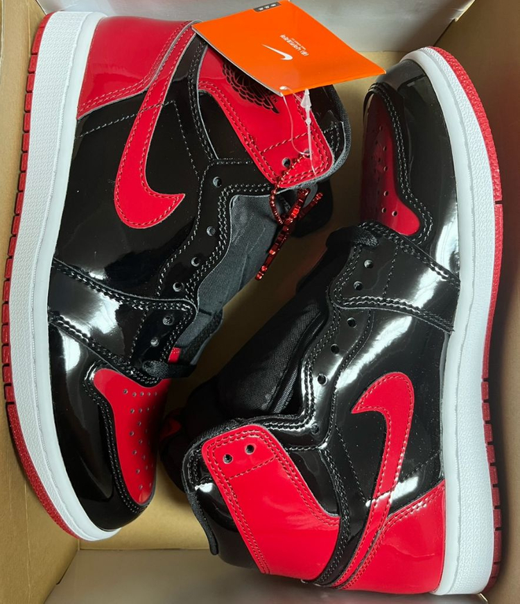 [255] 나이키 에어 조던1 레트로 하이 페이턴트 브레드 OG 이미지