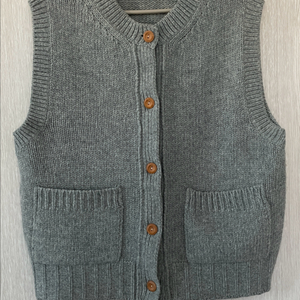 스튜디오 톰보이 여성 포켓 베스트 니트 가디건 프리사이즈 그레이