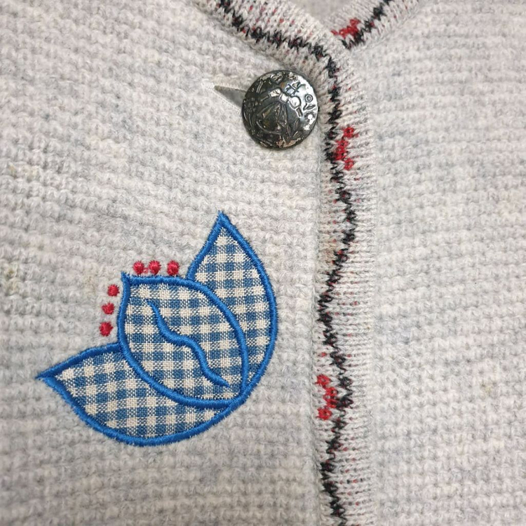 명품 GEIGER 가이거 아플리케 디테일 보일드울 자켓--4