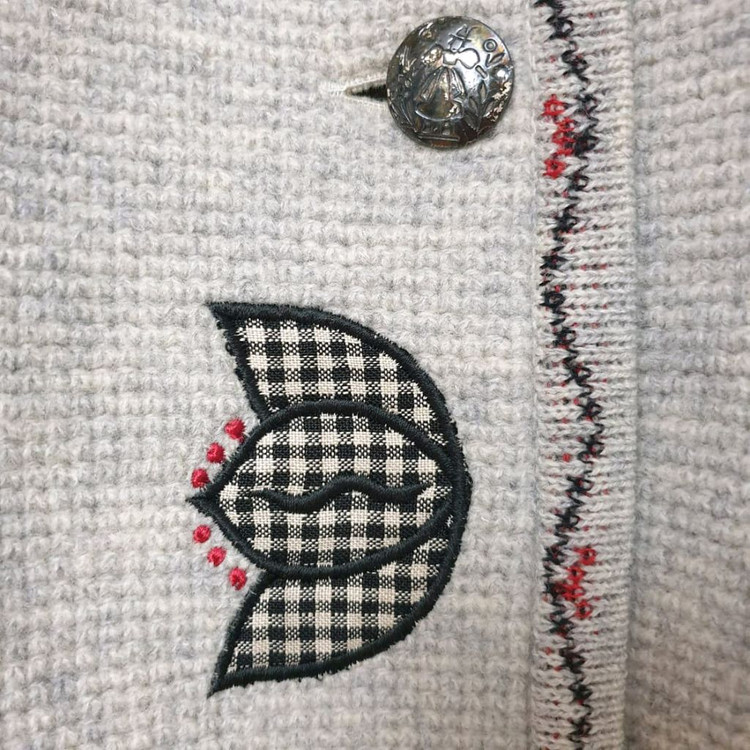 명품 GEIGER 가이거 아플리케 디테일 보일드울 자켓--5