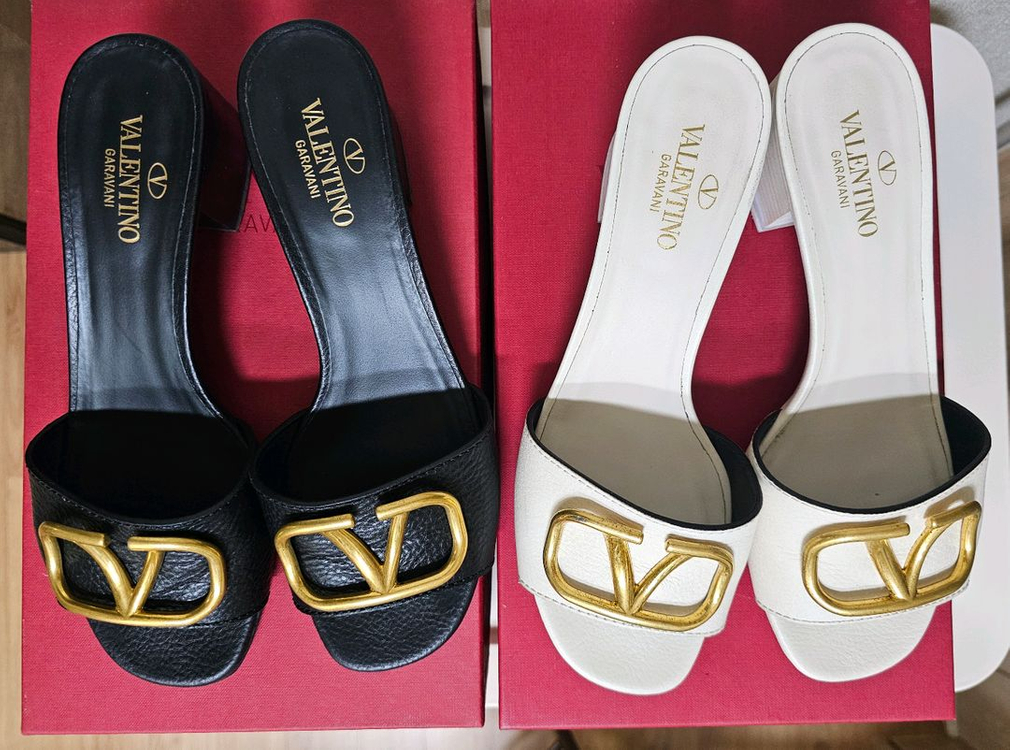 정품) 발렌티노 v로고 시그니처 슬리퍼(아38,블37)--6