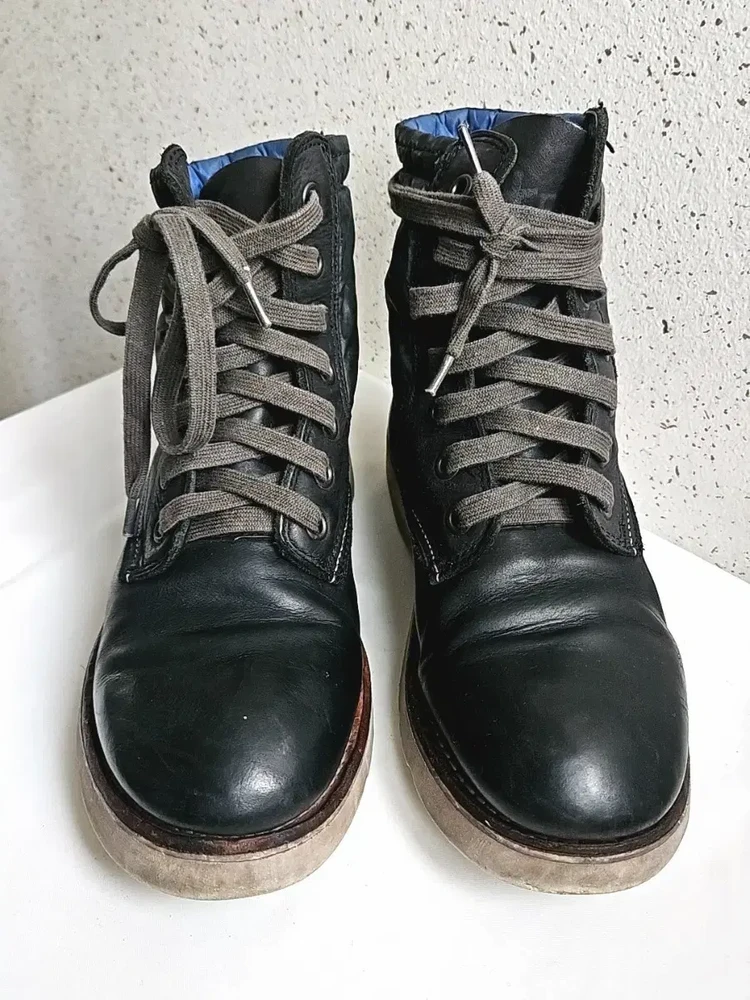 40) 프리미아타 화이트 블랙 가죽 워커 부츠 브루스 352 이미지