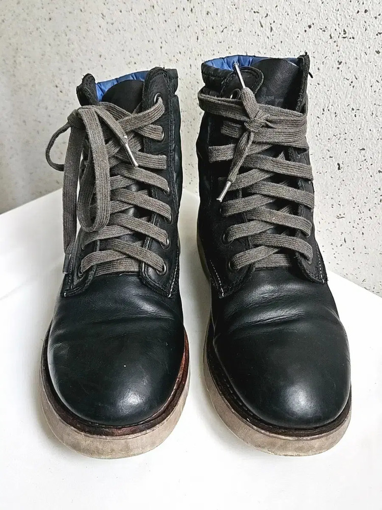 40) 프리미아타 화이트 블랙 가죽 워커 부츠 브루스 352 이미지