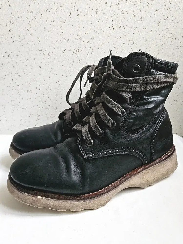 40) 프리미아타 화이트 블랙 가죽 워커 부츠 브루스 352 이미지