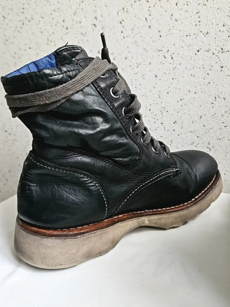 40) 프리미아타 화이트 블랙 가죽 워커 부츠 브루스 352 이미지