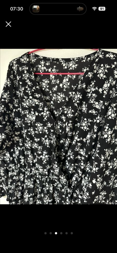 블랙 앤 화이트 플라워 밴딩 롱 원피스--2