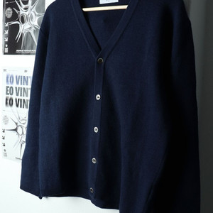 (M-L) 엘무드 니트 가디건 네이비 울 놈코어 이미지